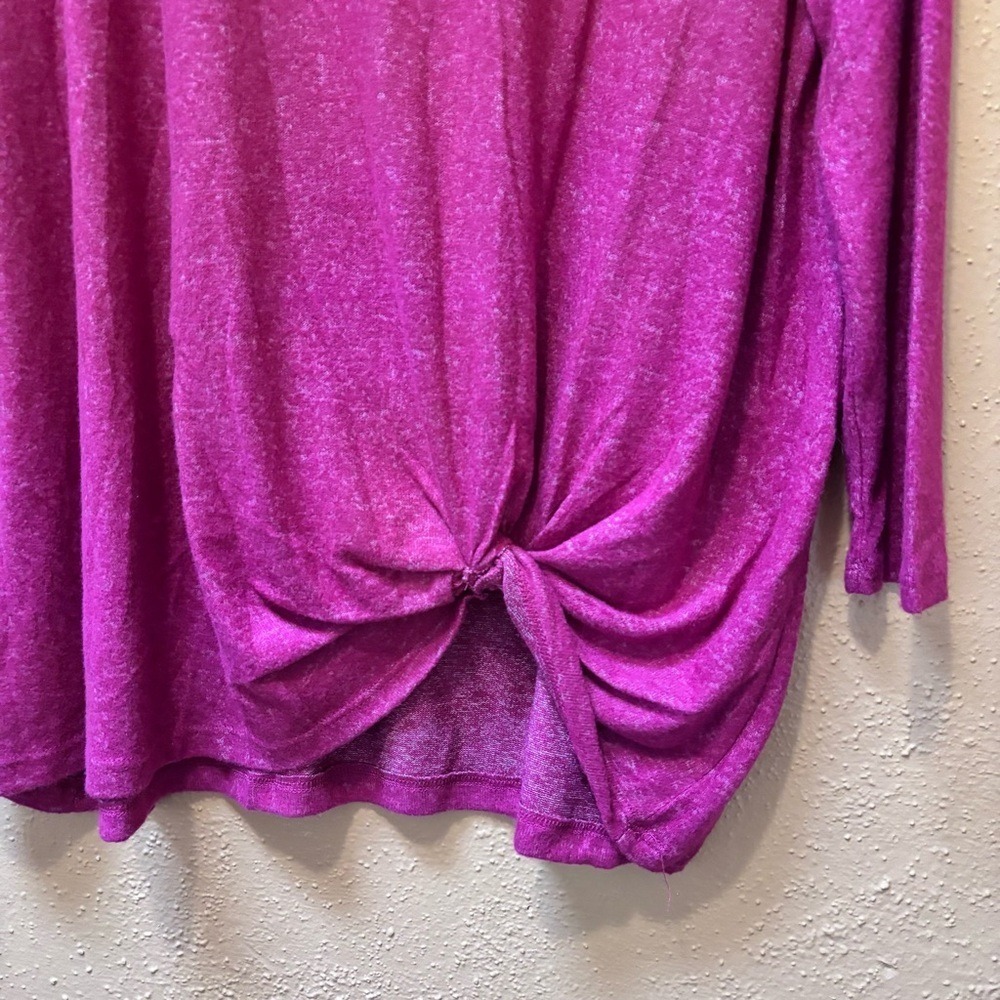 Serra Ladies Front Knot Top Magenta Pink Heathered 3/4 Sleeve Knit Shirt XL NEW - Picture 3 of 6